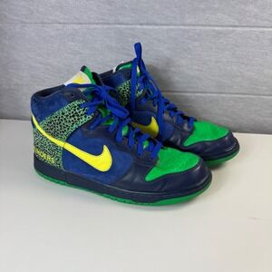 Nike Dunk High iD Mens 9 Sneakers Blue Green Safari Crackle 2009 Custom Rare